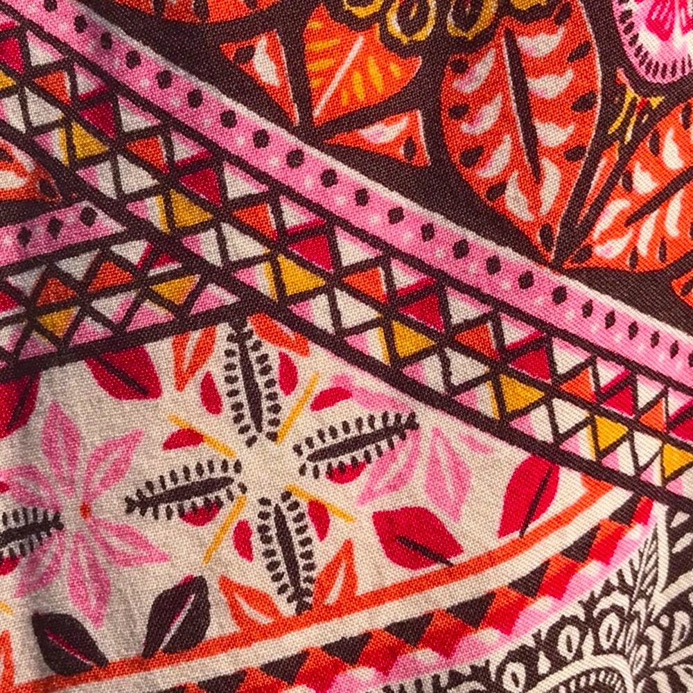 Miami Boho Brown Orange Pink Cream Floral Printed Halter Midi Dress Size Medium - Picture 11 of 16